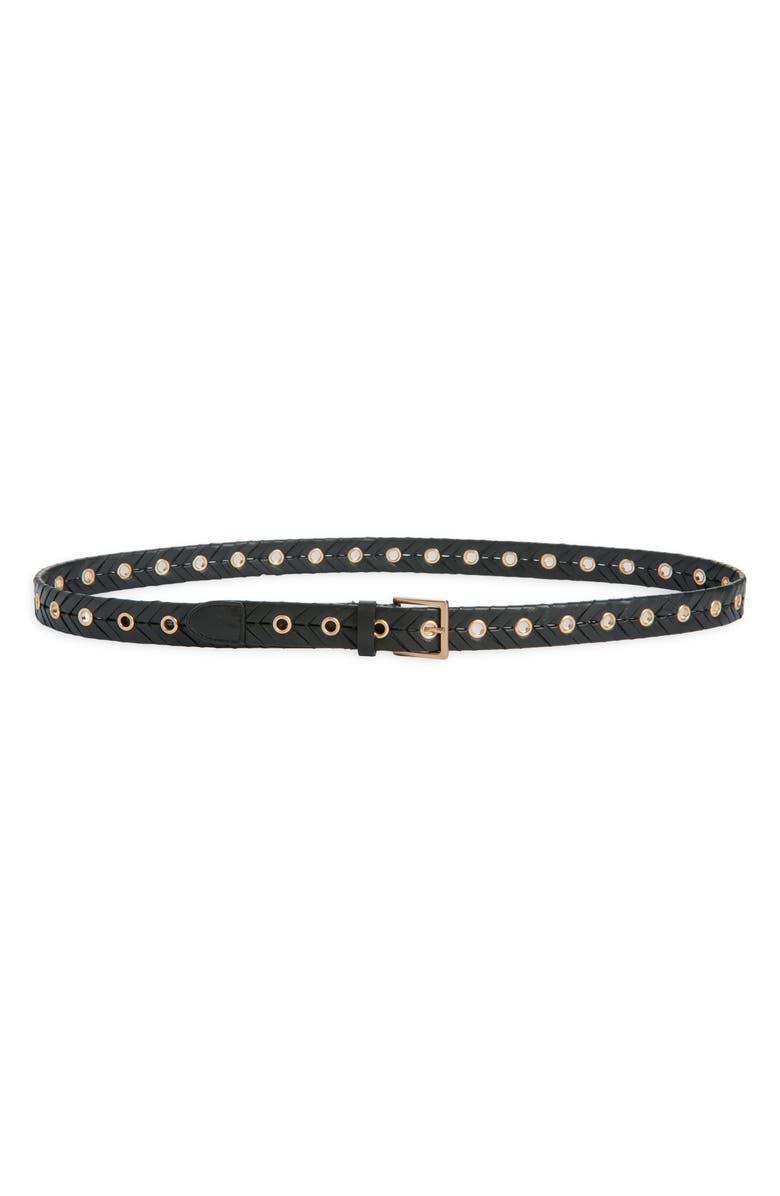 AllSaints Woven Leather Eyelet Belt, Main, color,