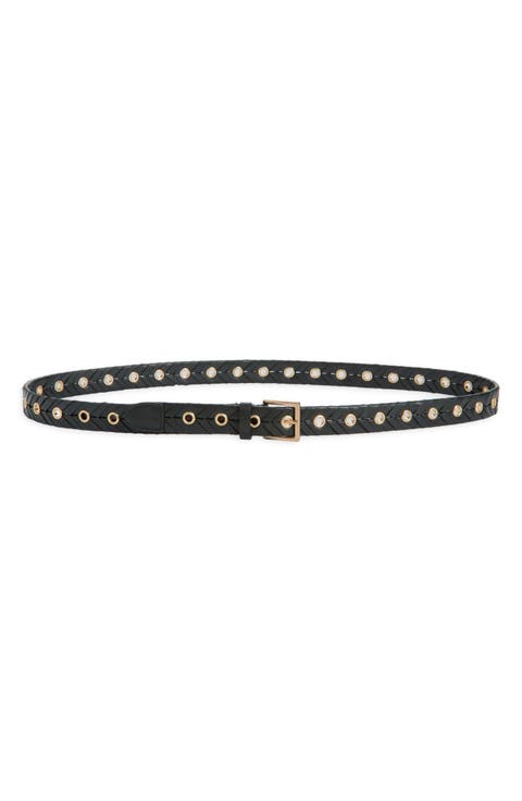 Woven Leather Eyelet Belt
