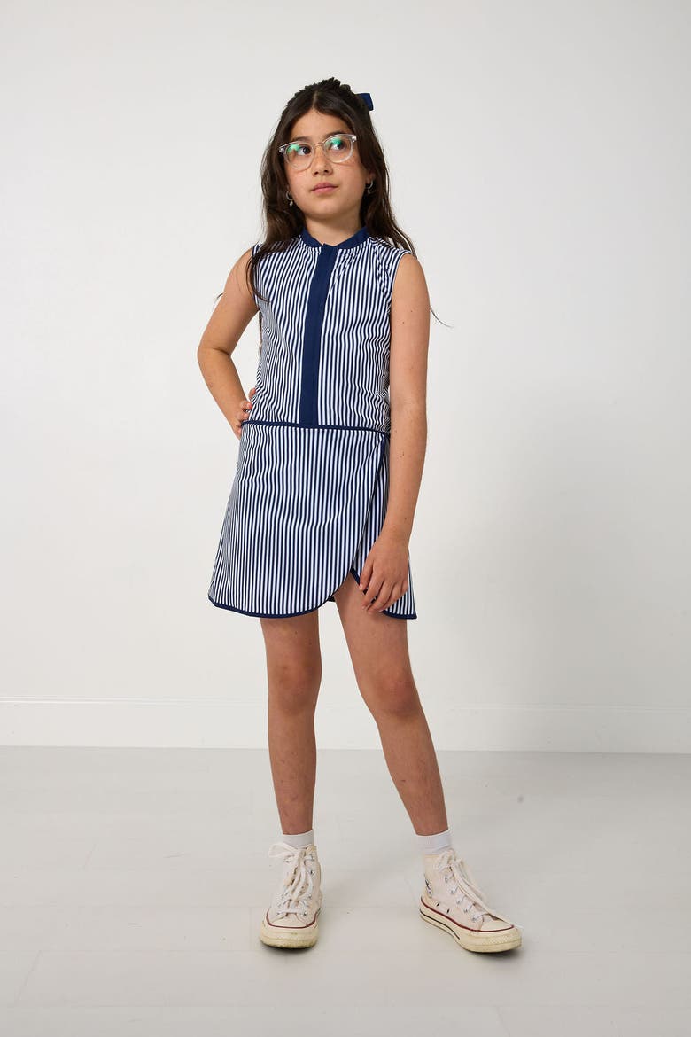 Sleeveless Dress, Alternate, color, Navy Striped