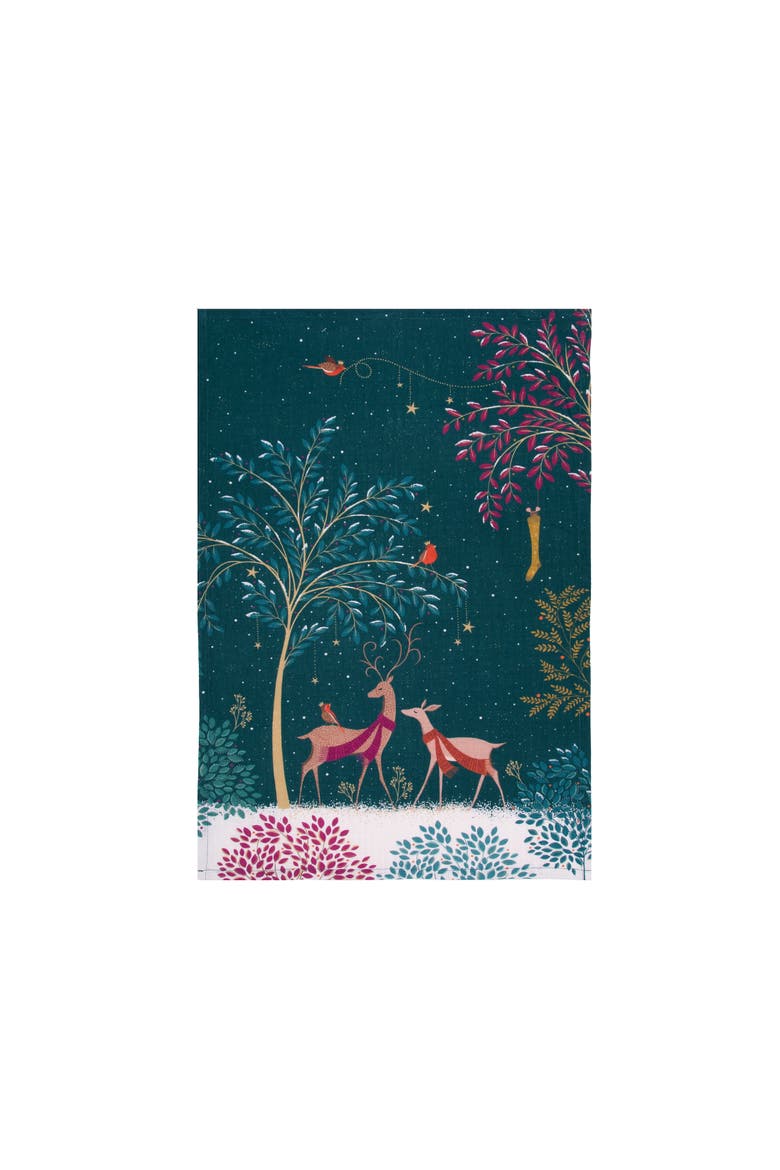 Deer Kitchen Dishtowel, Main, color, Green
