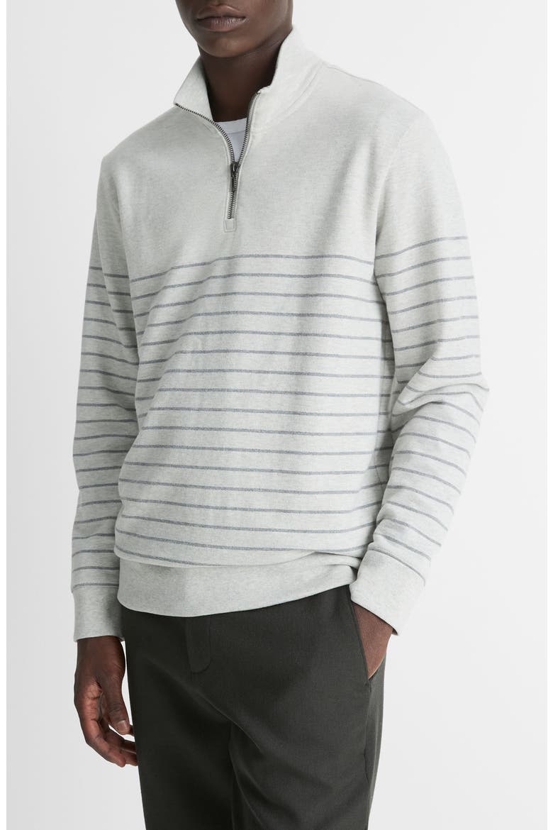 Stripe Sueded Quarter-Zip Top, Alternate, color, LIGHT H GREY/ H ONYX
