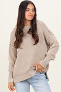 PinkBlush Washed Side Slit Oversized Sweater