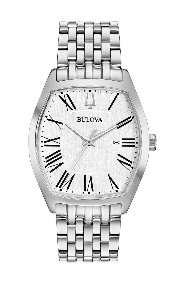 BULOVA Women's Ambassador White Dial Stainless Steel Watch, 31.5mm, Main, color,
