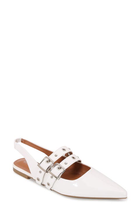 Fabiola Double Buckle Pointed Toe Slingback Flat (Women)