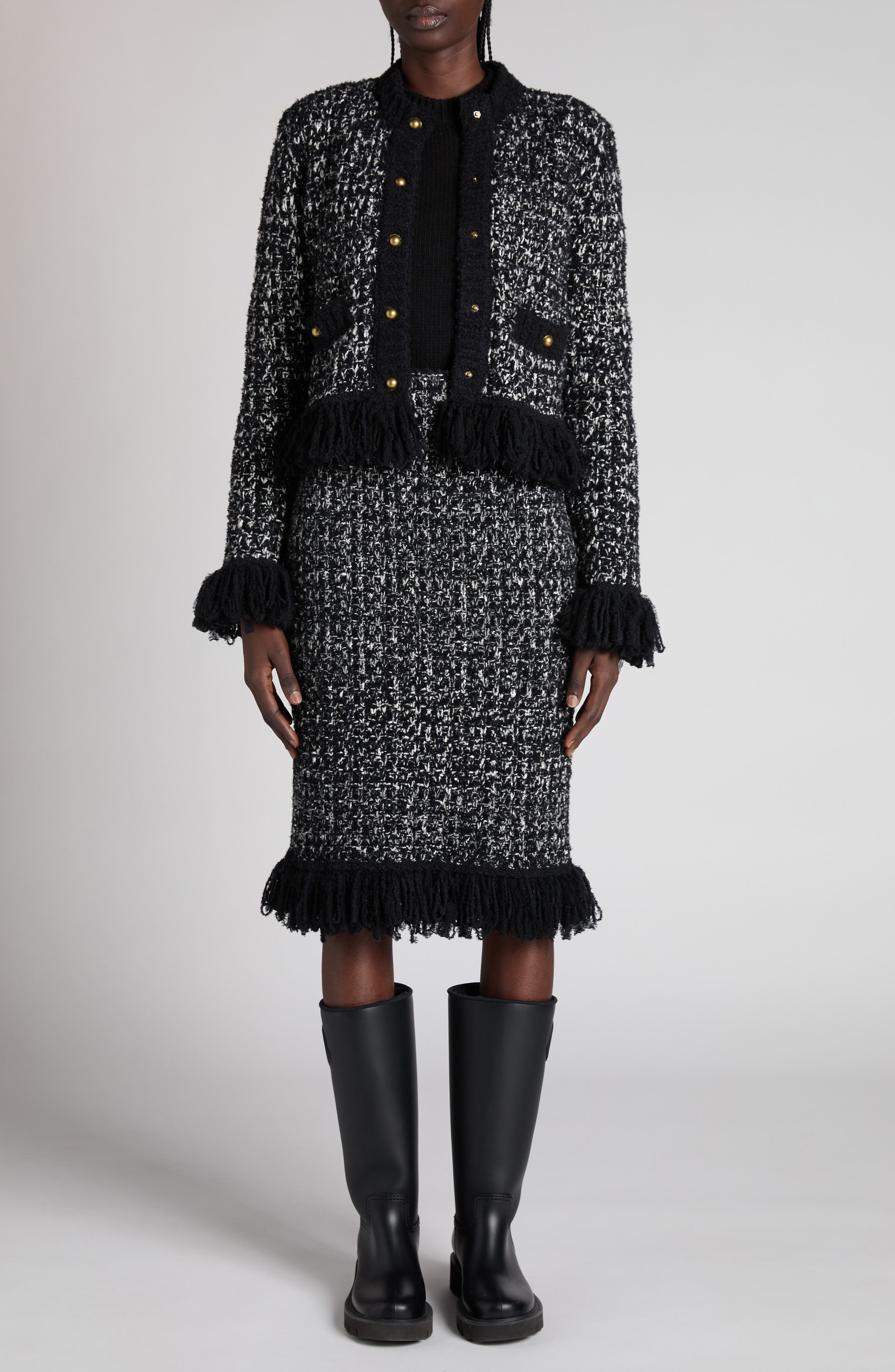 Fringed Mixed Media Jacket - image 2