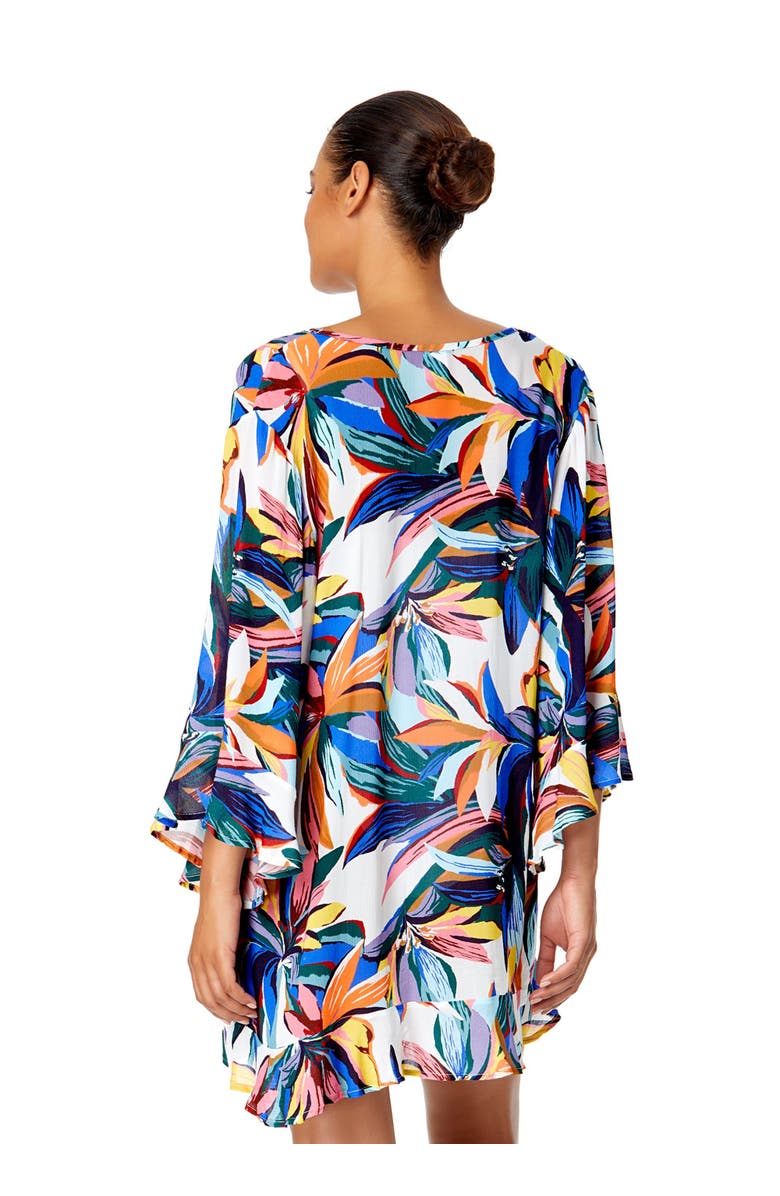 Anne Cole Women's Gradient Floral Flounce V Neck Tunic Swimsuit Cover Up, Alternate, color,