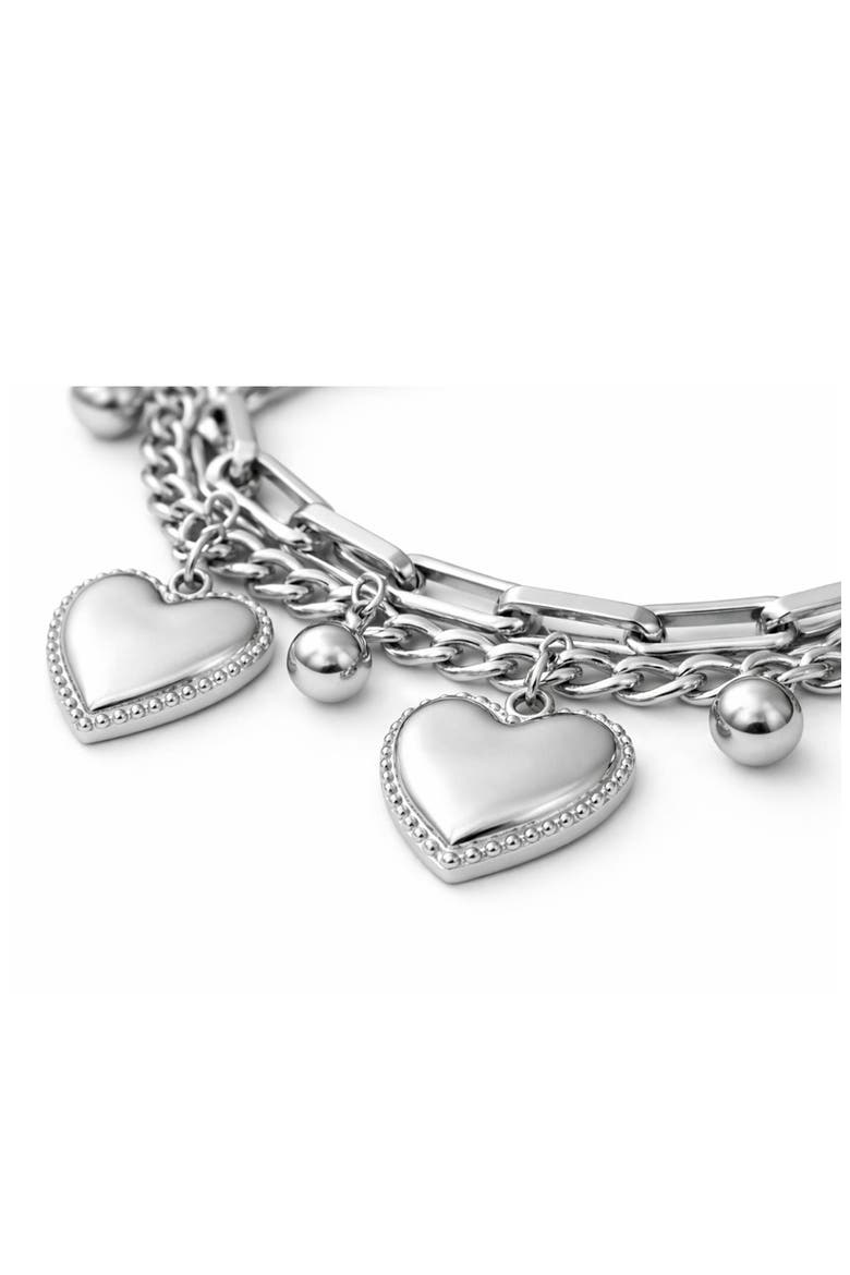 Heart Charm Layered Bracelet, Alternate, color, SILVER