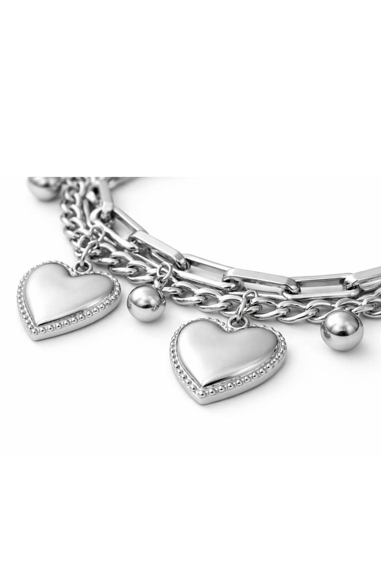 REBL Heart Charm Layered Bracelet, Alternate, color, Silver