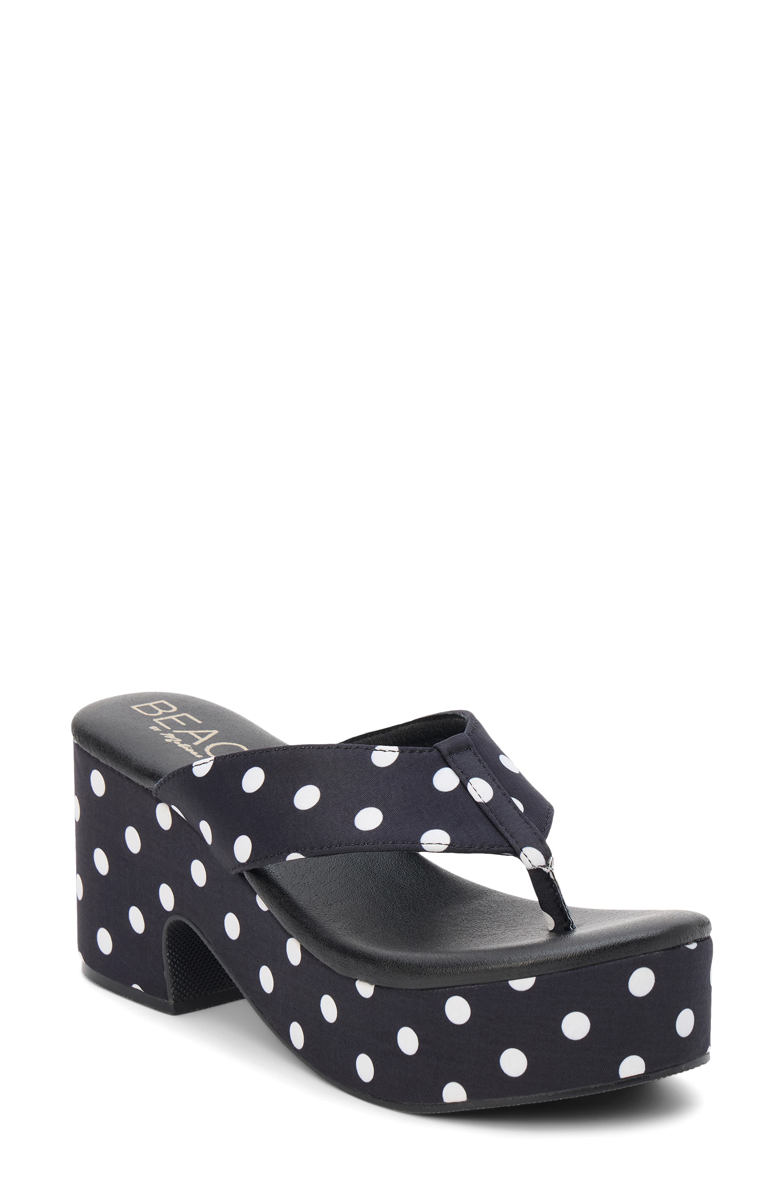 Coconuts by Matisse Bonnie Platform Flip Flop, Main, color, Black Dot