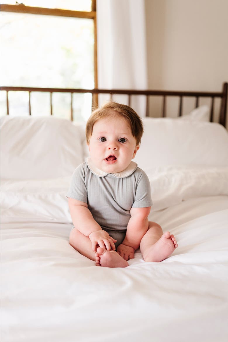 Wide Rib Cotton - Rosebud Collection- Boy Romper, Alternate, color, Blue/Blue