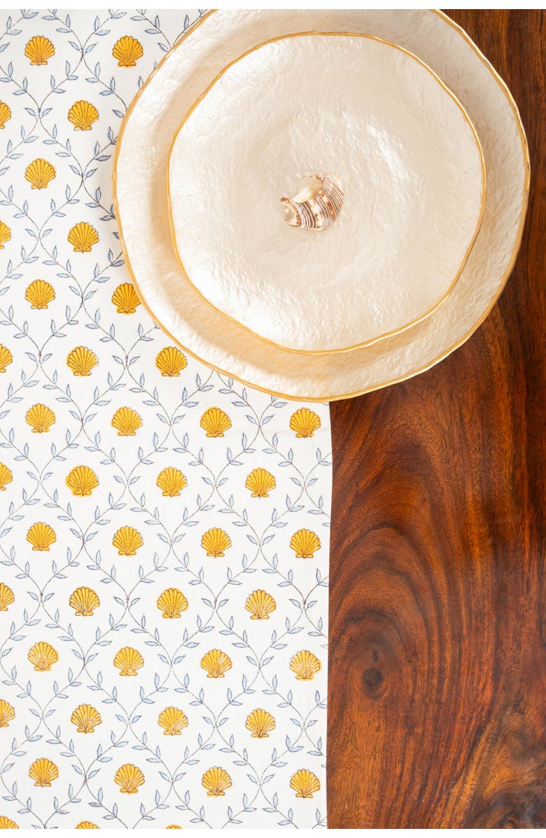 Inner Child Seashell Blockprint Tablerunner, Alternate, color, Seashell Orange