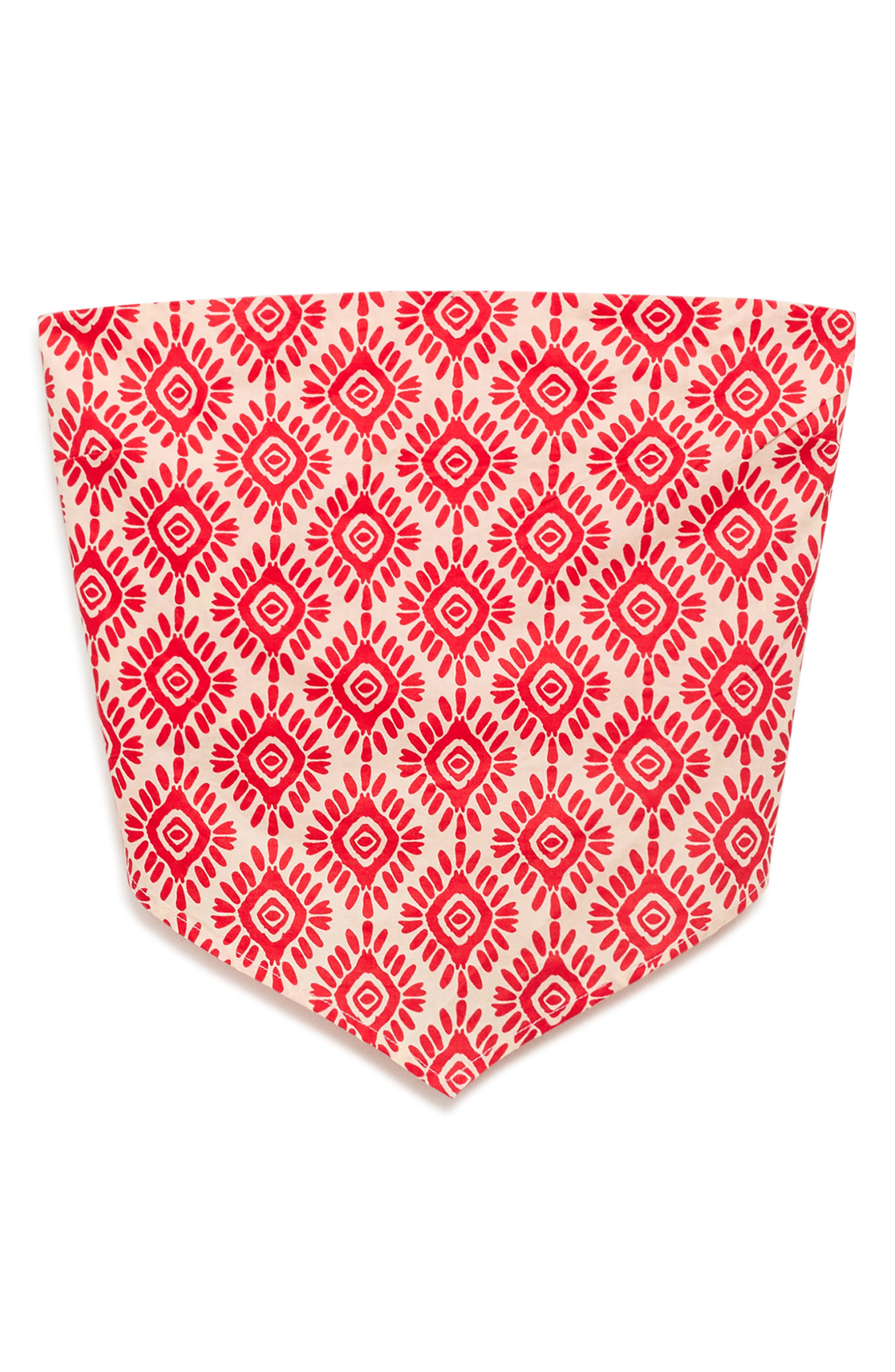 Mango Teen Print Strapless Cotton Top In Red