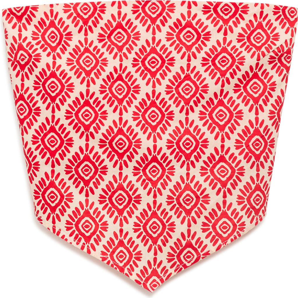 Mango Teen Print Strapless Cotton Top In Red