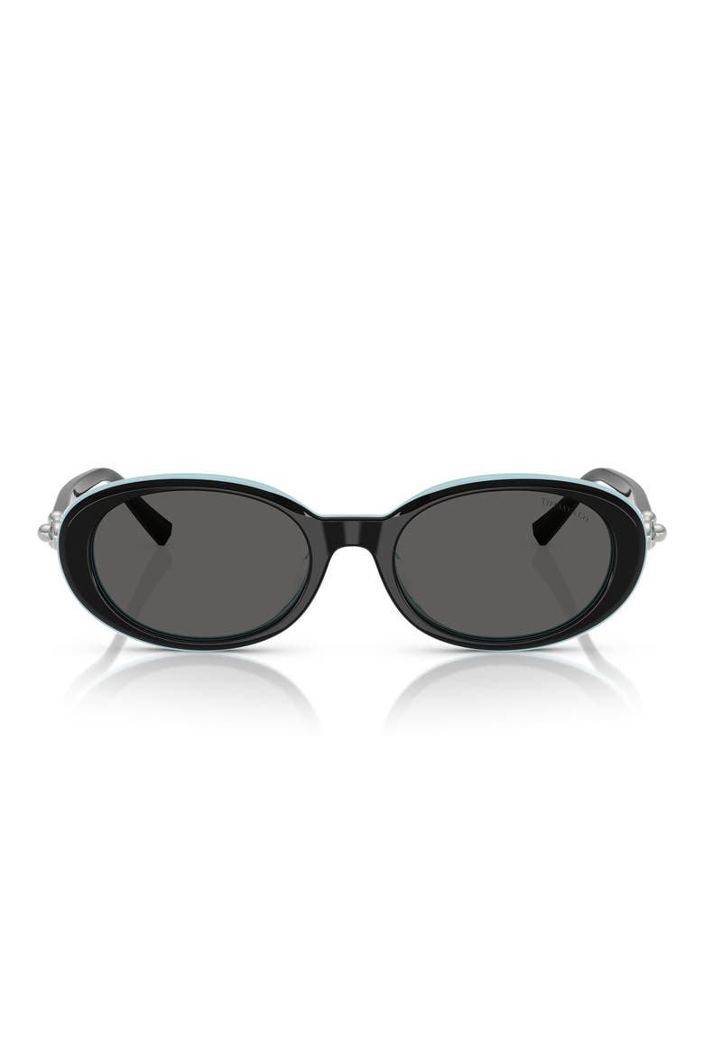 54mm Oval Sunglasses, Main, color, BLACK ON TIFFANY BLUE / DARK GREY