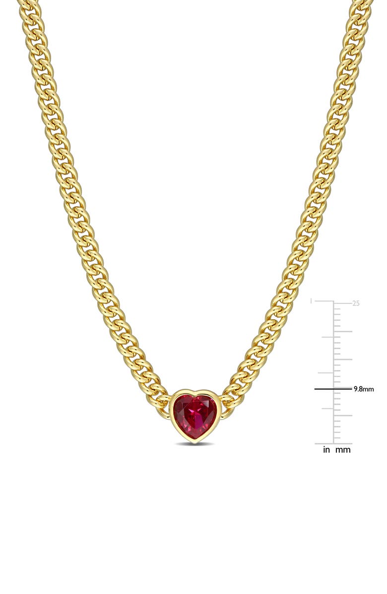 DELMAR Heart Cut Red Cubic Zirconia Necklace, Alternate, color, Red