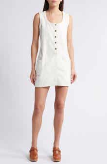 FRAME Trapunto Side Pocket Sleeveless Button Front Denim Dress