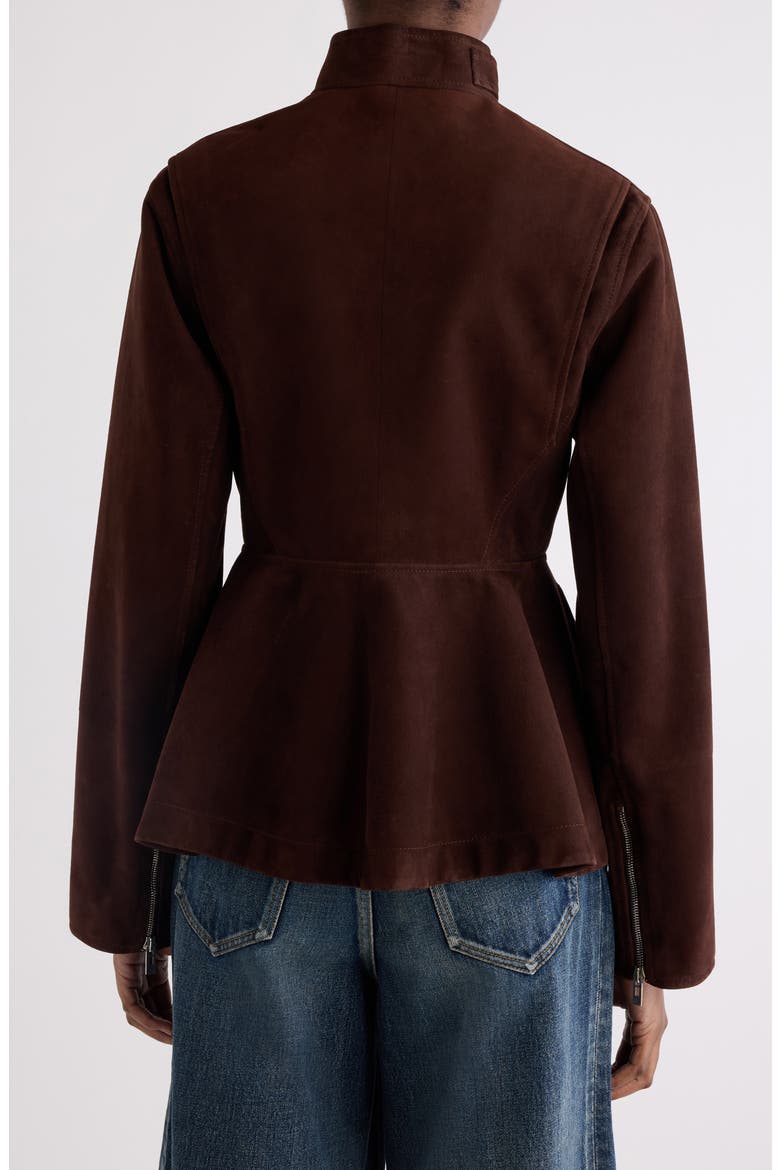 Suede Peplum Jacket, Alternate, color, CHOCOLAT