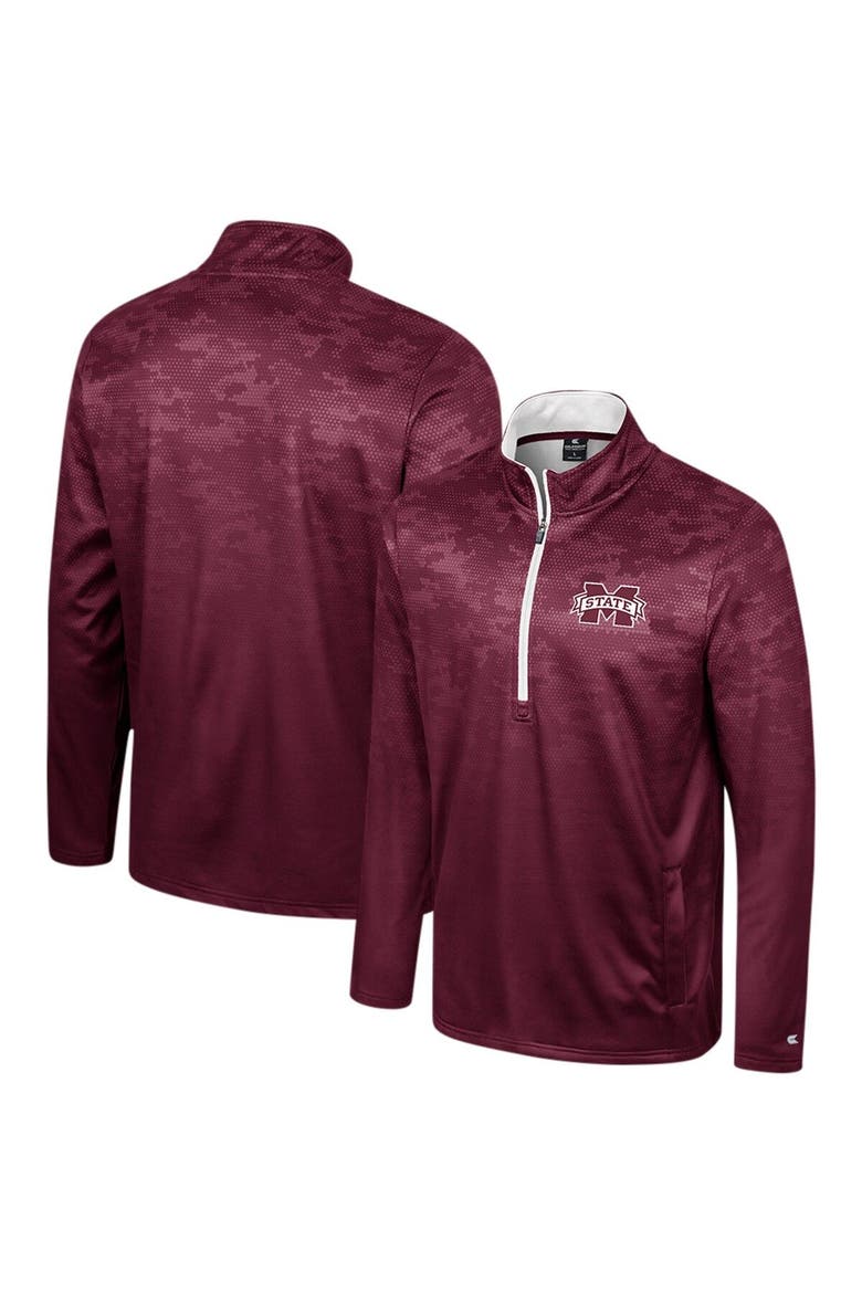 Men's Colosseum  Maroon Mississippi State Bulldogs The Machine Half-Zip Jacket, Main, color, Maroon