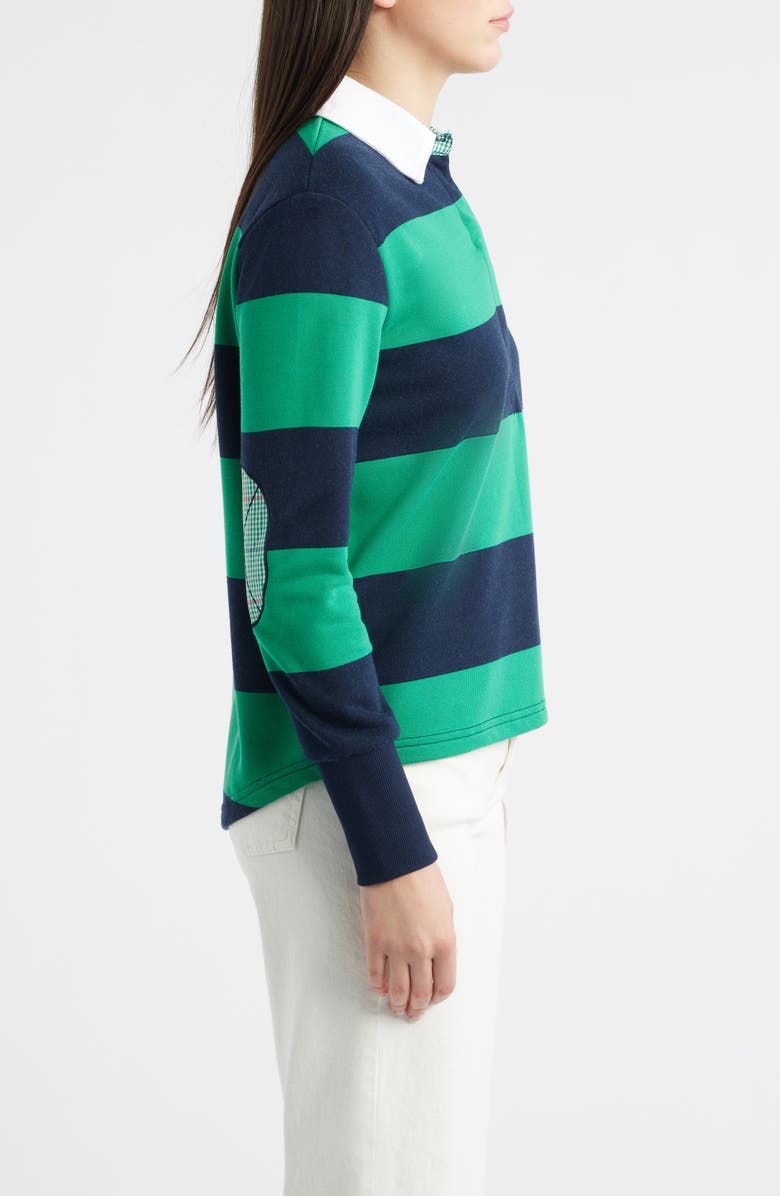 SHIRTY Rugby Stripe Cotton Sweatshirt, Alternate, color, Navy/ Green Stripe