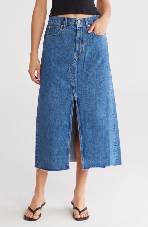 Cotton Denim Midi Skirt (Fair Game)