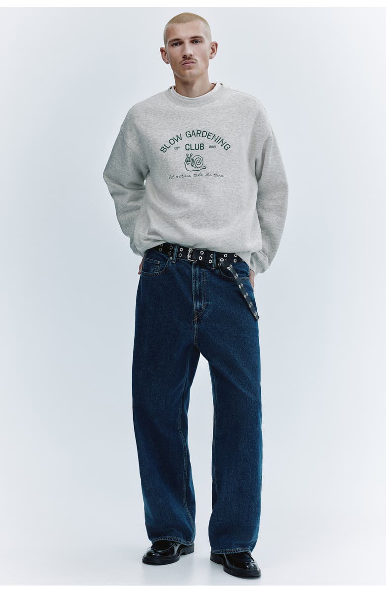 H&M Relaxed Fit Embroidery-motif Sweatshirt, Alternate, color, Gray/Slow Gardening Club