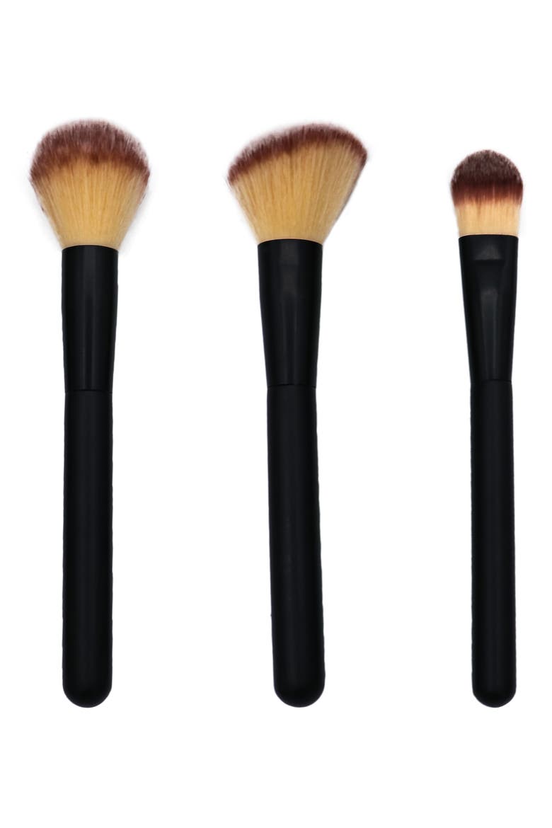 Cosmetic 3-Piece Brush Set, Main, color, BLACK