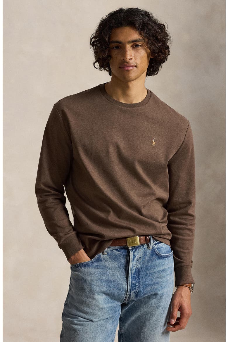 Soft Touch Long Sleeve T-Shirt, Alternate, color, BROWN MU