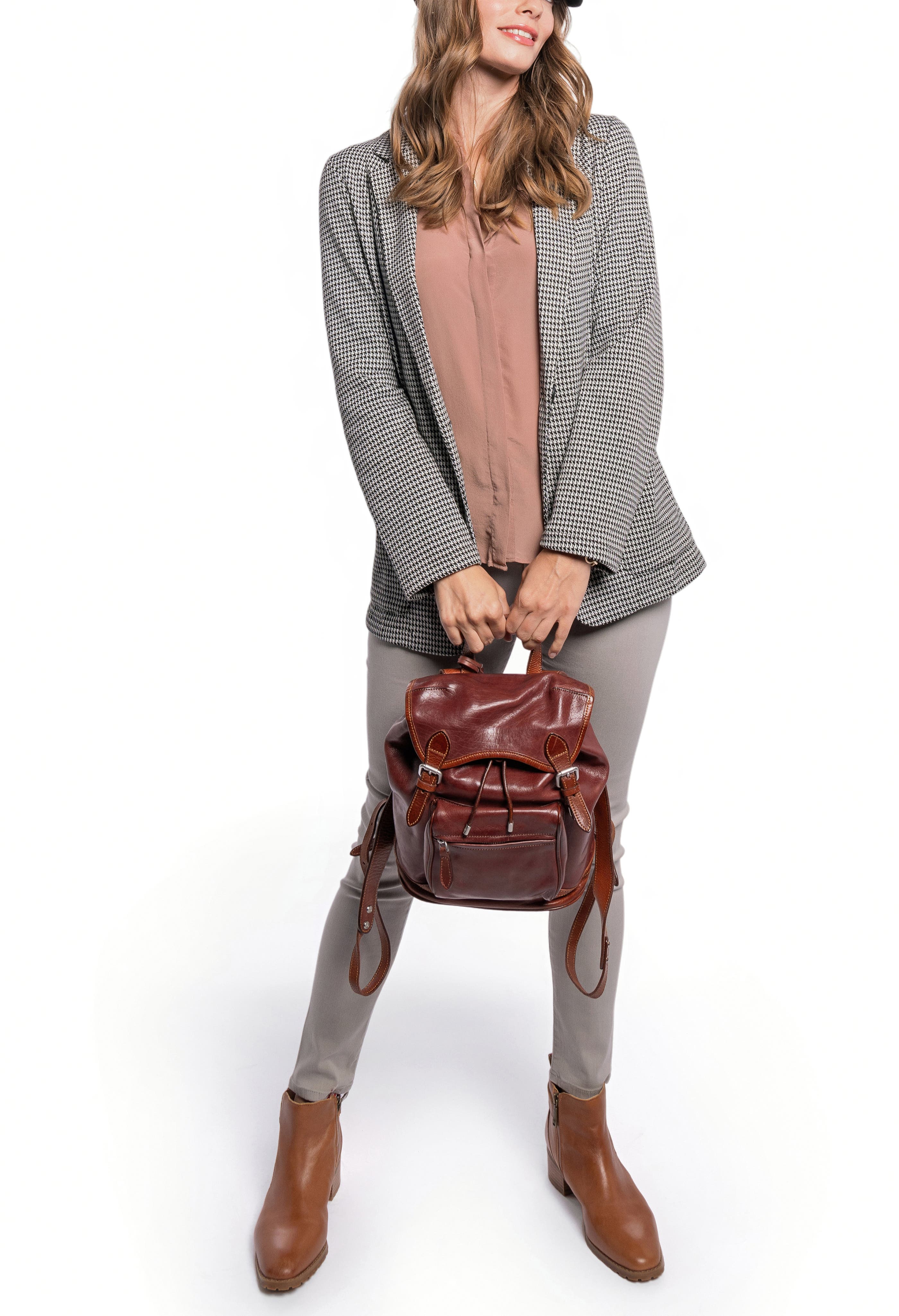 Ficus Genuine Leather Durable Travel Backpack, Alternate, color, Brown