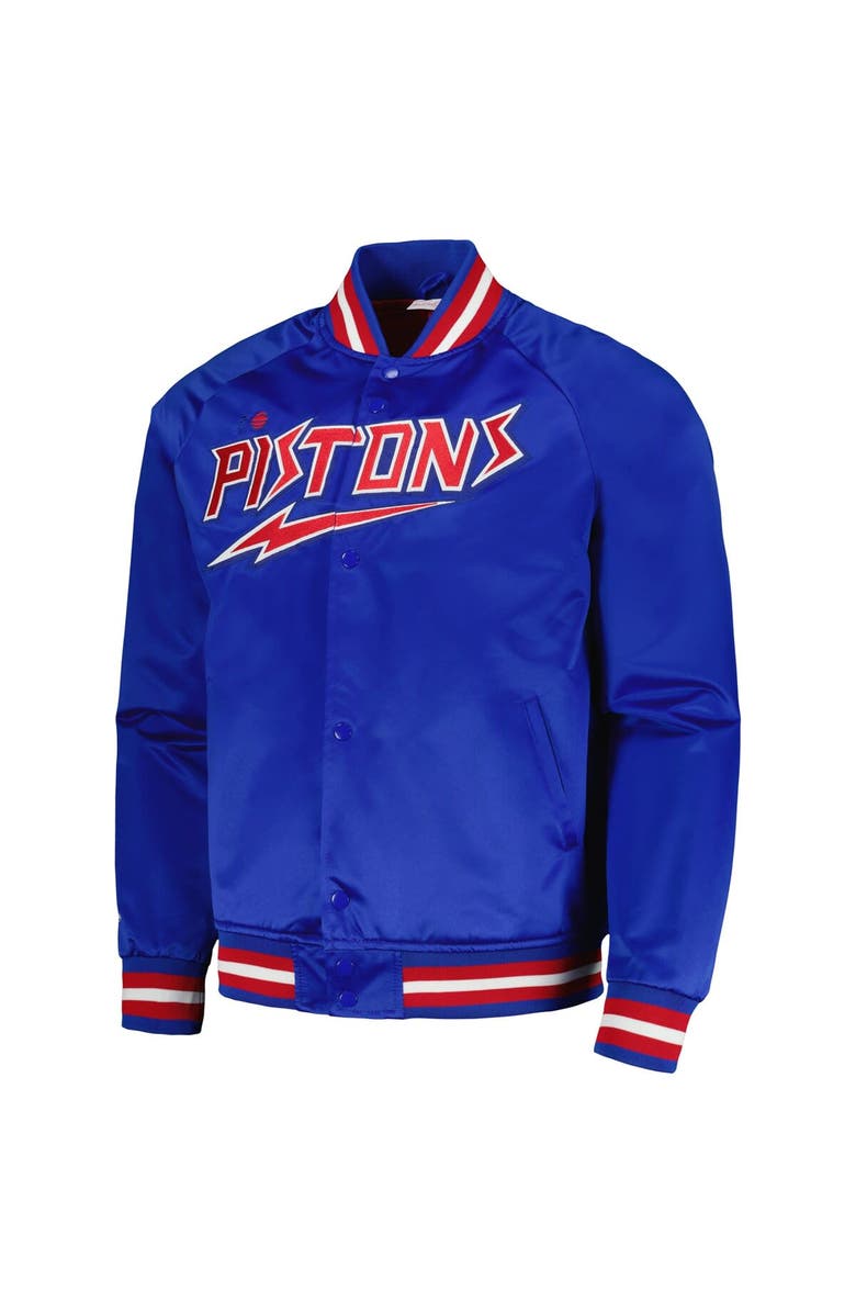 Mitchell & Ness Men's Mitchell & Ness Blue Detroit Pistons Hardwood Classics Throwback Wordmark Raglan Full-Snap Jacket, Alternate, color, Blue