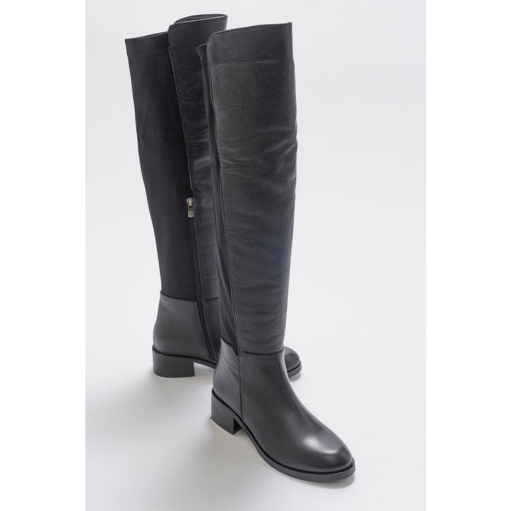 Forever & Always Shoes Cassie Leather Knee High Boot In Black