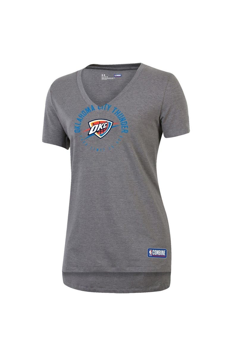 Under Armour Women's Under Armour Heathered Gray Oklahoma City Thunder Combine Authentic Your Limit Is You V-Neck T-Shirt, Alternate, color, 