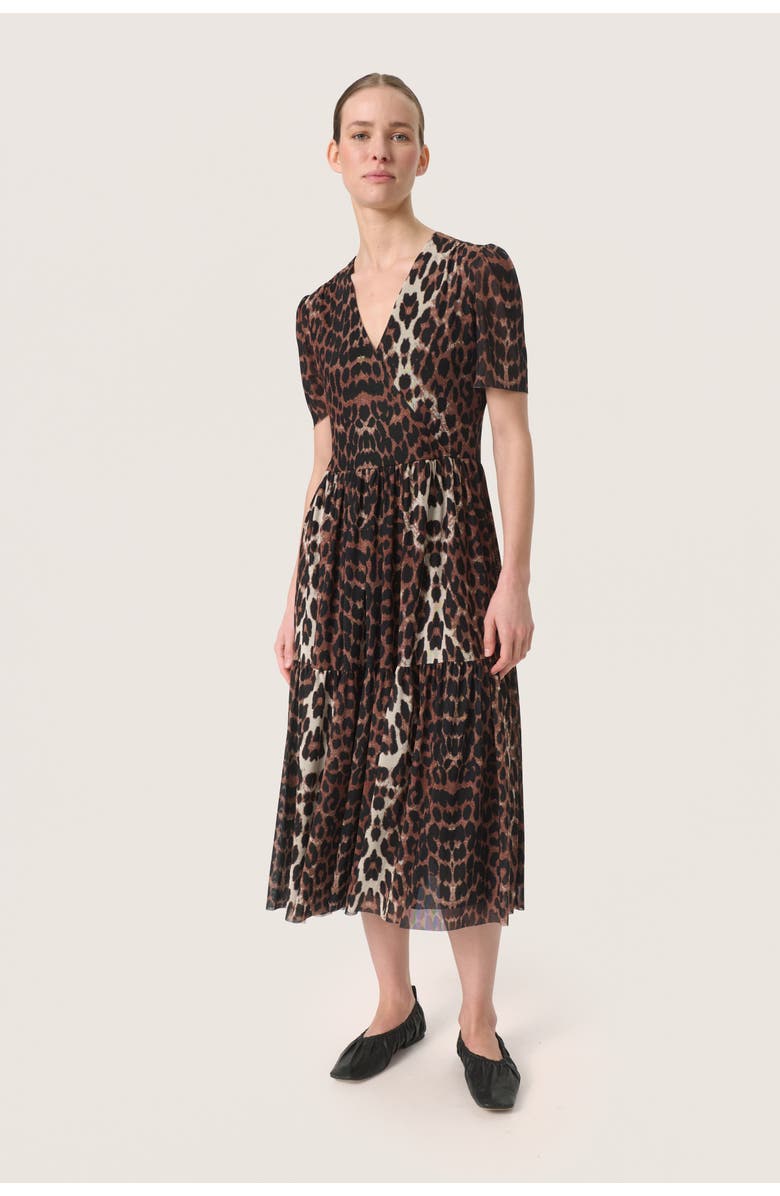 Soaked in Luxury SLAldora Short Sleeve V-neck Wrap Dress, Alternate, color, Leopard Pattern