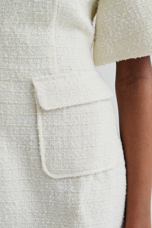 Malina Rayna Boucle Short Sleeve Mini Dress In White