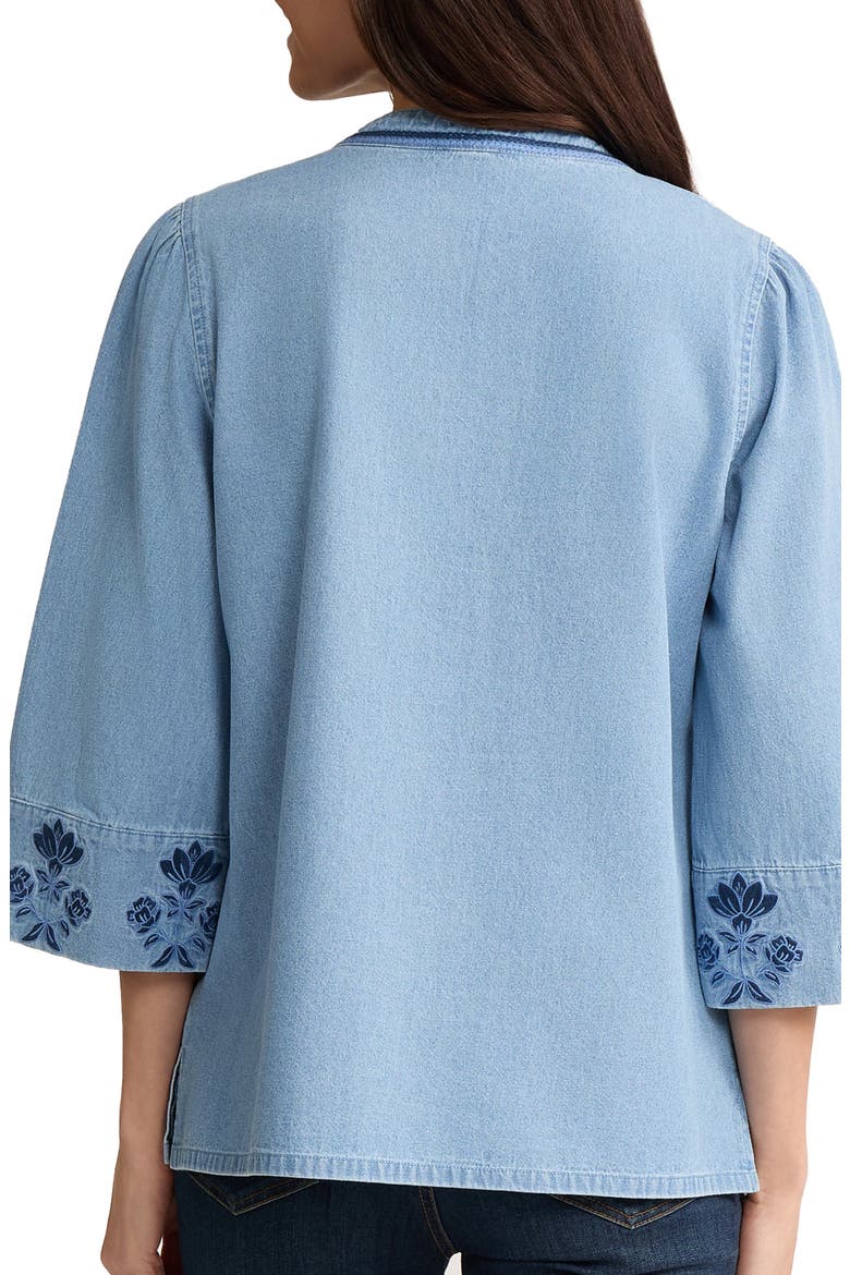 Embroidered Cotton Chambray Top, Alternate, color, PISCES WASH
