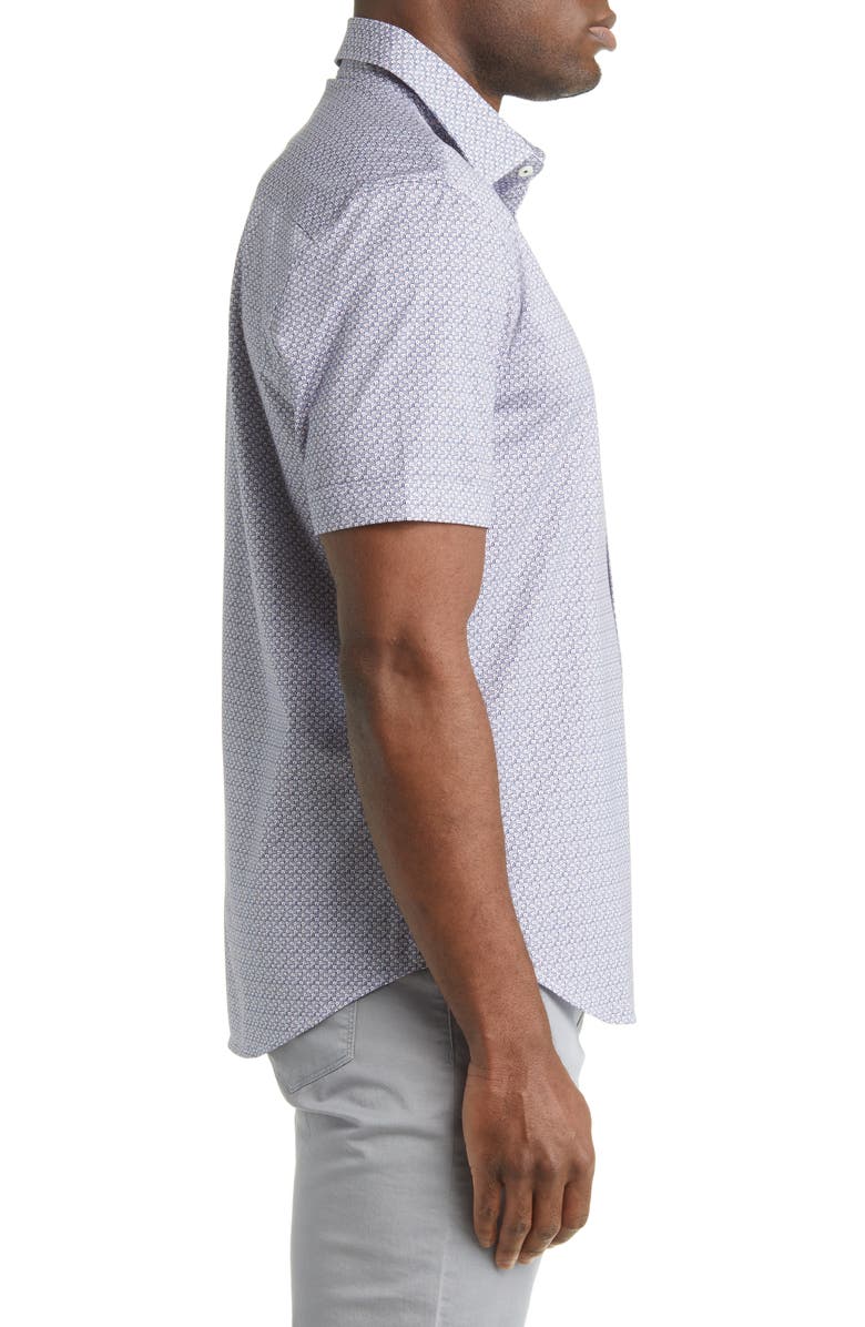 Bugatchi OoohCotton<sup>®</sup> Geometic Print Short Sleeve Button-Up Shirt, Alternate, color, 