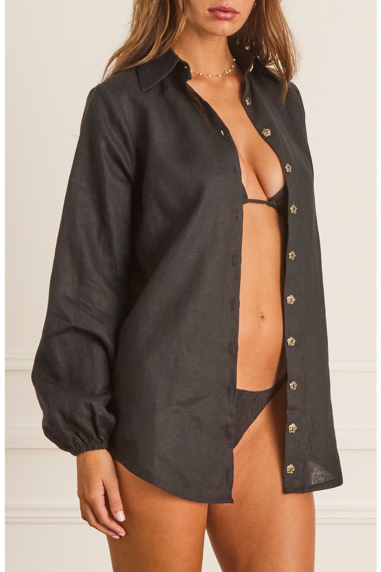 Relaxed Fit Odilia Beach Shirt, Alternate, color, Black