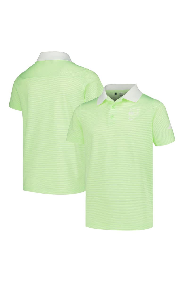 adidas Youth adidas Neon Green WM Phoenix Open Striped Polo, Alternate, color, Neon Green