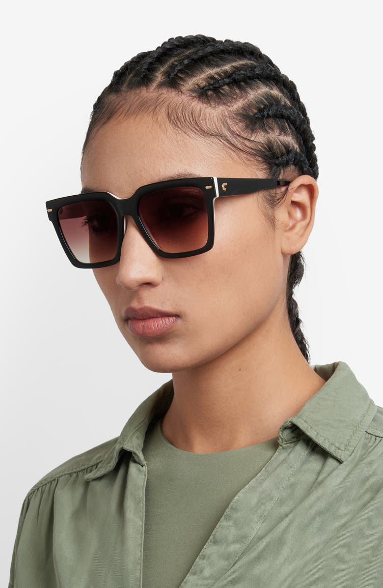 Carrera Eyewear 56mm Gradient Square Sunglasses, Alternate, color, Black White/ Brown Sf