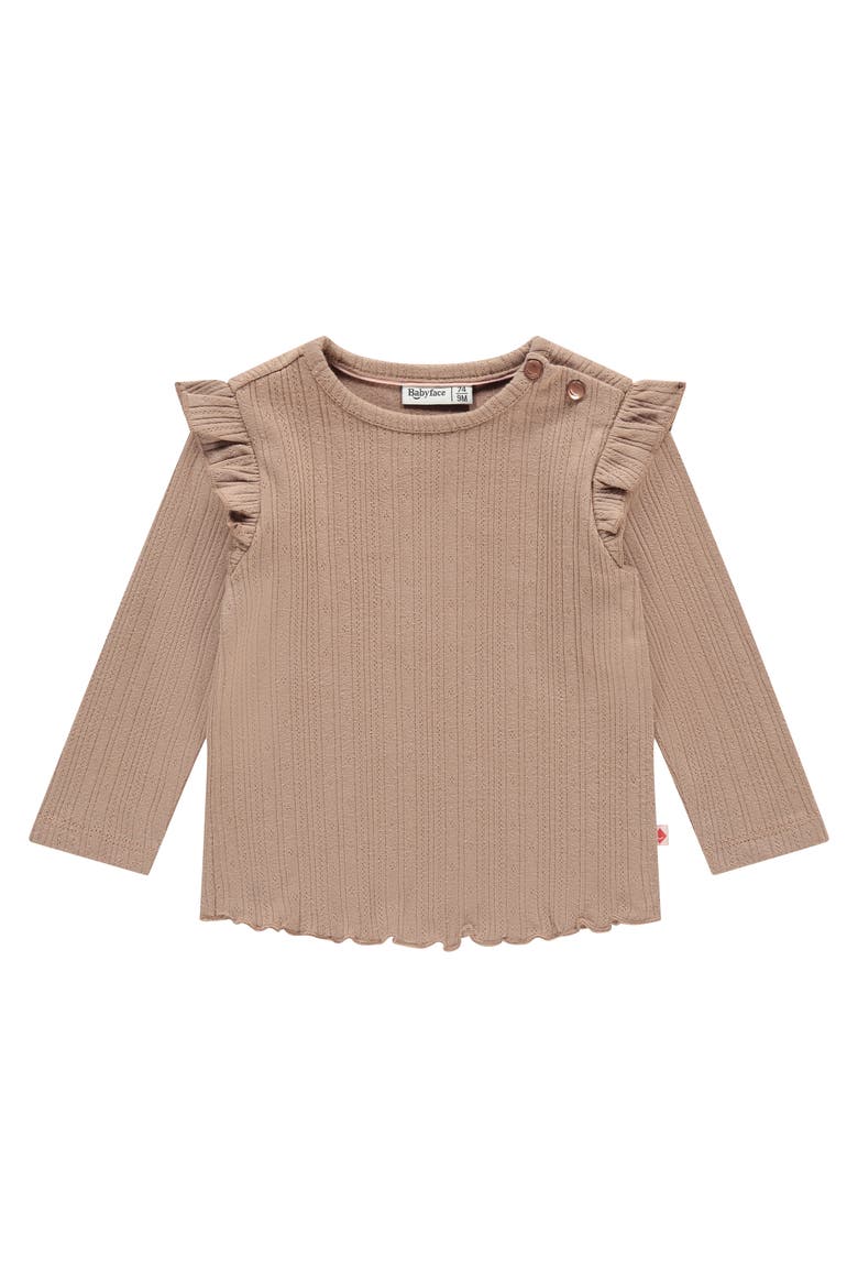 Pointelle Long Sleeve Shirt, Main, color, Sepia
