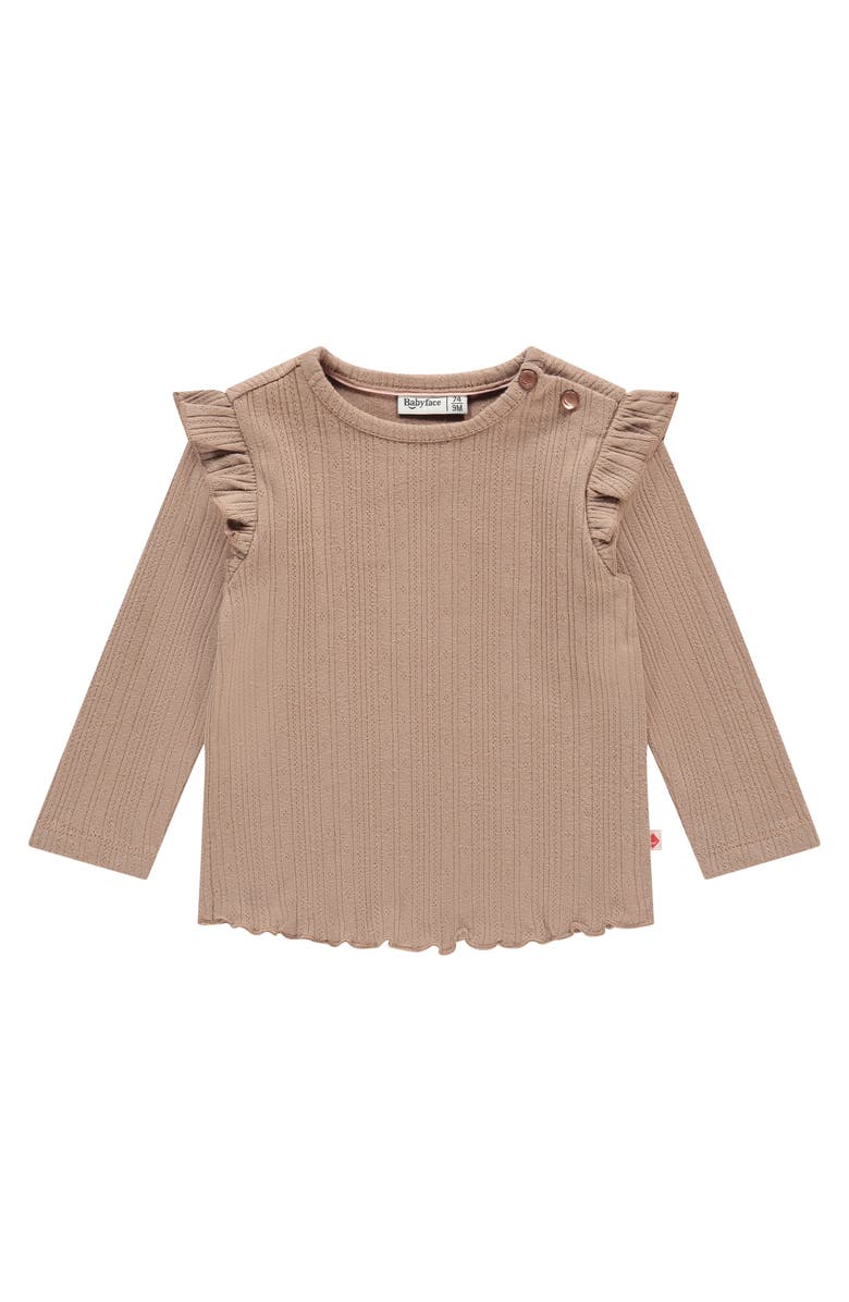 BABYFACE Pointelle Long Sleeve Shirt, Main, color, Sepia