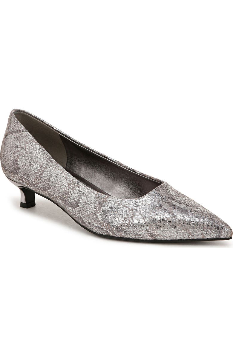 Naturalizer Natalia Pointed Toe Kitten Heel Pump, Main, color, Silver