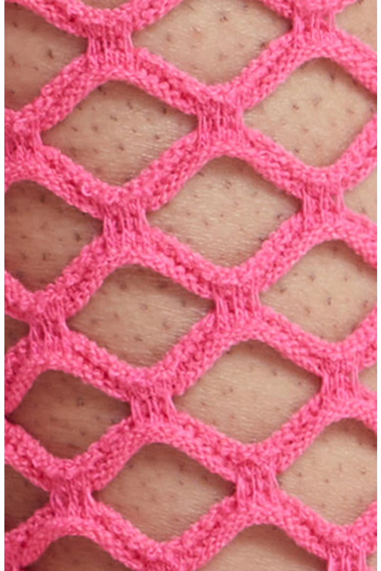 Hedge Fishnet Cotton Blend Crew Socks, Alternate, color, PINK