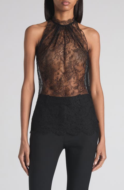 Sleeveless Sheer Floral Lace Top