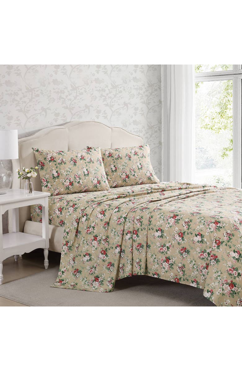 Laura Ashley Ashfield Floral Print Sheet Set, Alternate, color, Beige