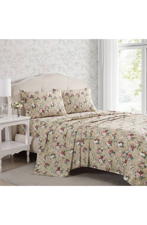 Laura Ashley Ashfield Floral Print Sheet Set In Beige