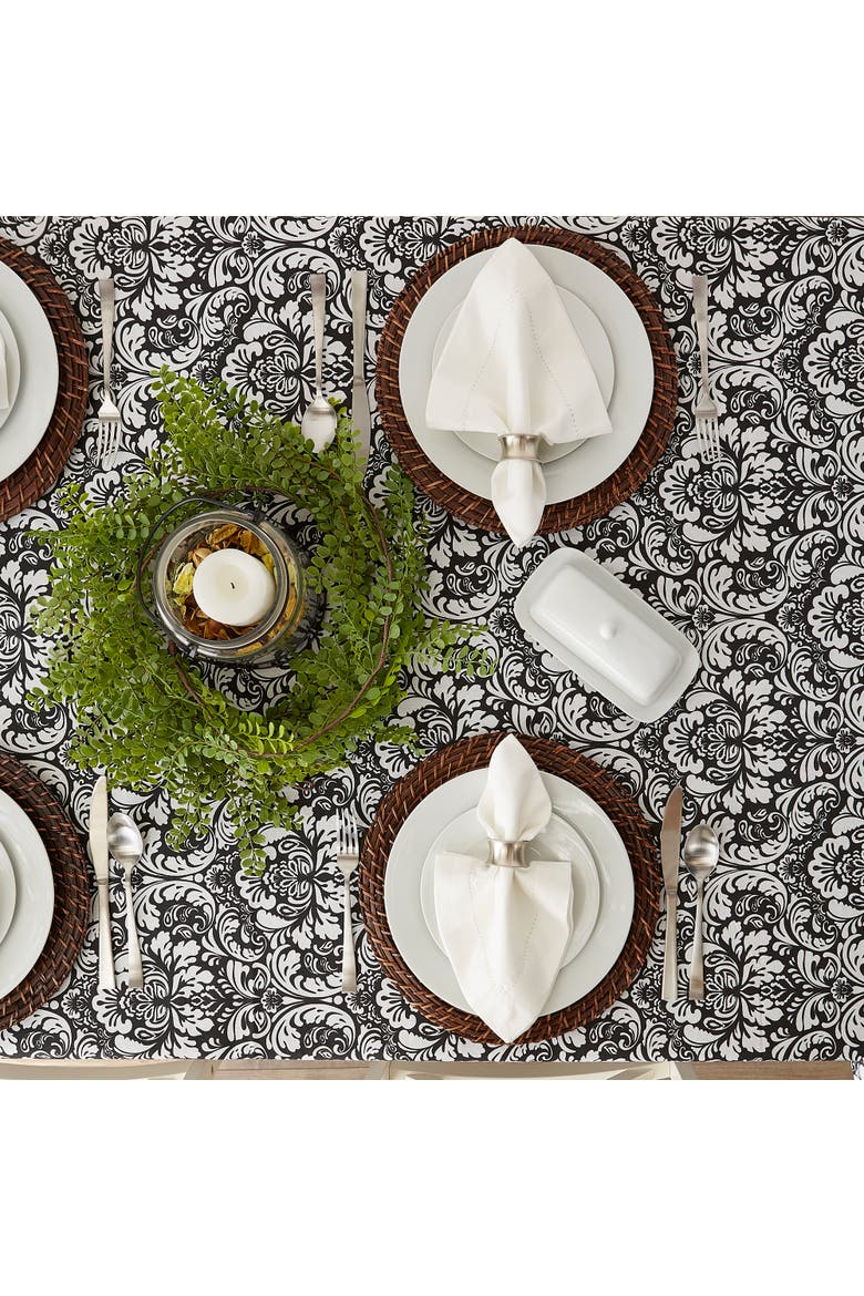 Black Damask Tablecloth 70 Round, Alternate, color, Black