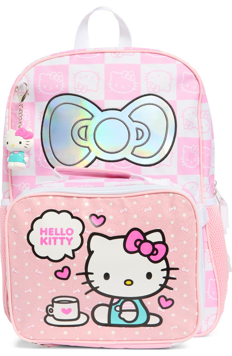 USPA ACCESSORIES Kids' Hello Kitty Backpack, Lunch Box & Key Chain Set, Main, color,