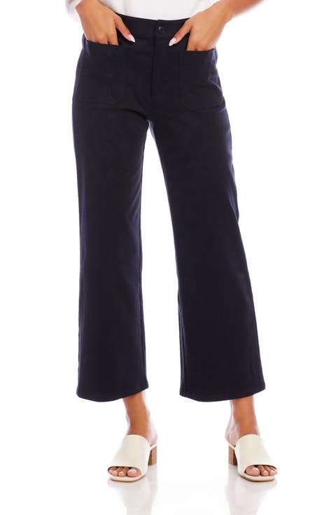 Karen Kane Lauren Patch Pocket Crop Wide Leg Pants (Regular & Petite)