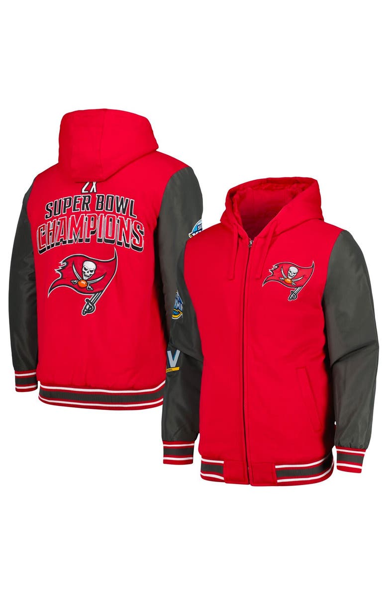G-III SPORTS BY CARL BANKS Men's G-III Sports by Carl Banks Red/Pewter Tampa Bay Buccaneers Player Option Full-Zip Hoodie, Main, color,