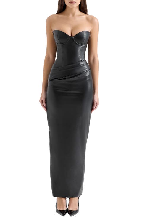 Juliana Corset Faux Leather Gown